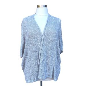 EILEEN FISHER open front cardigan knit crochet oatmeal beige batwing dolman 2X